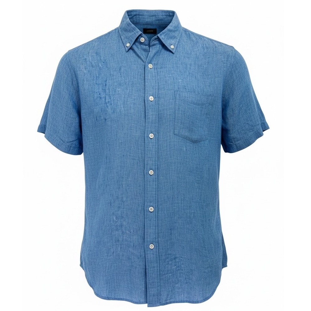 J.Crew Baird McNutt Irish Linen Blue Sz Large Button‎ Down Shirt (Z36)